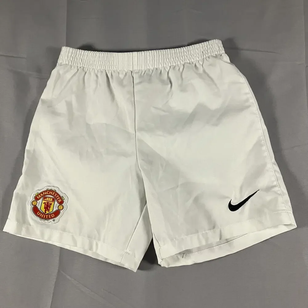 Manchester United Shorts Kids Large White EPL Soccer Football Nike Vintage Style